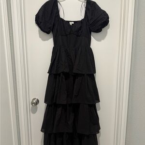 Francesca's Collections Black Tiered Maxi Dress